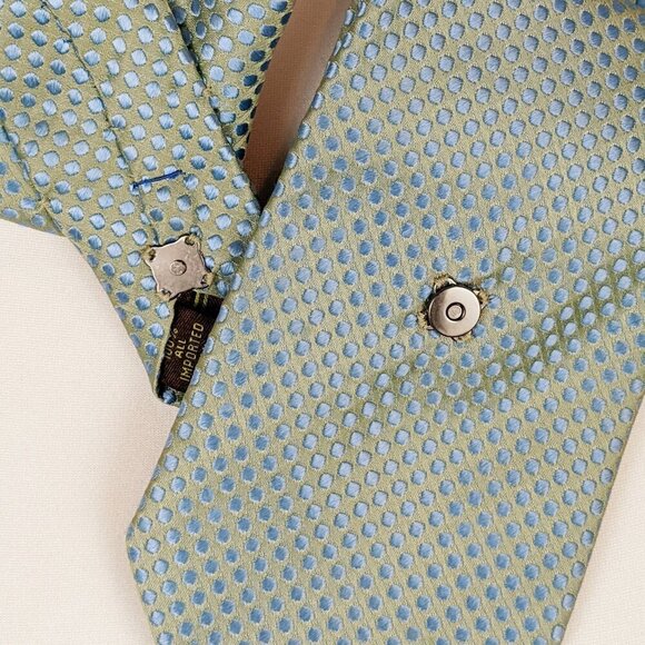 Green and Blue Silk Ascot Scarf - Unisex Necktie - Women's Office Fashion - Picture 2 of 7